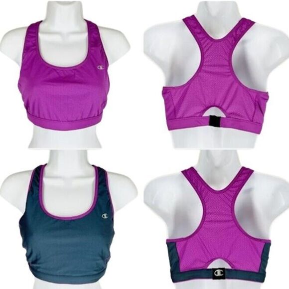 REVERSIBLE Champion Athletic Top S/M Purple Mesh Gray Solid Racerback 2 in 1 - Picture 1 of 8